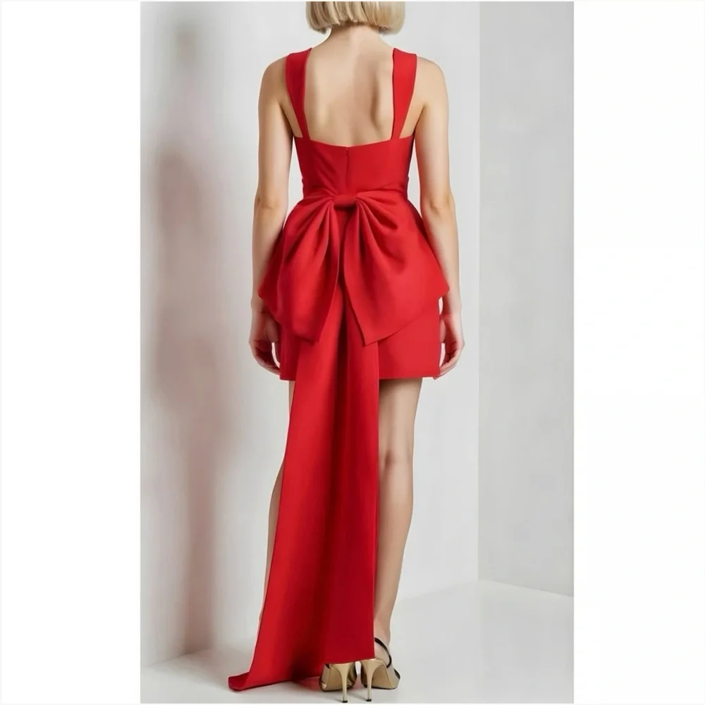 Sachin + Babi Blaine Bow Train Mini Dress | red | size 0 - Picture 2 of 13